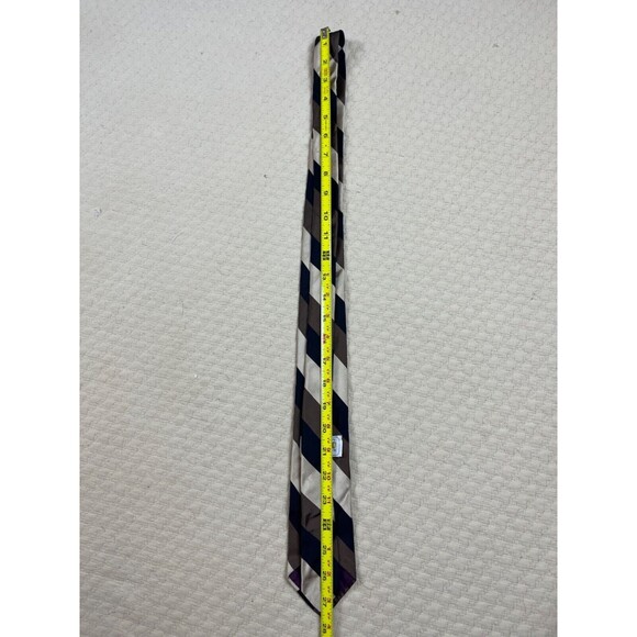 Ferrari Stripe Silk Tie‎ Skinny Brown Tan and Navy 1978 VTG 3"W 56"L - Picture 7 of 7